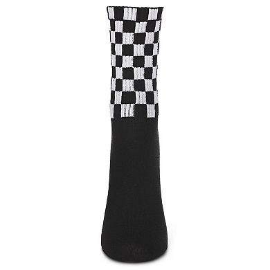 Women's Athletic Checkered Cotton Blend Crew Sock