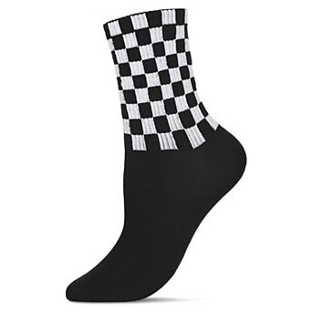 Women's Athletic Checkered Cotton Blend Crew Sock