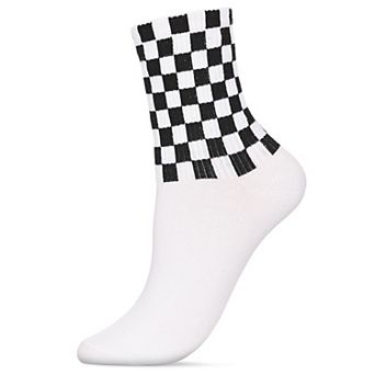 Women's Athletic Checkered Cotton Blend Crew Sock
