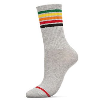 Women's Rainbow Stripe Athletic Cotton Blend Crew Sock