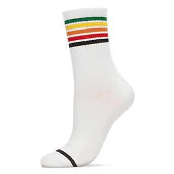 Women's Rainbow Stripe Athletic Cotton Blend Crew Sock