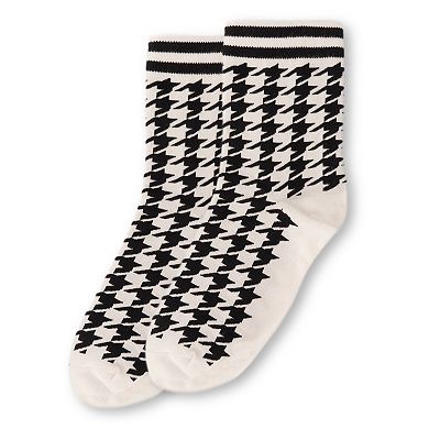 Women's Classic Houndstooth Cotton Blend Crew Sock