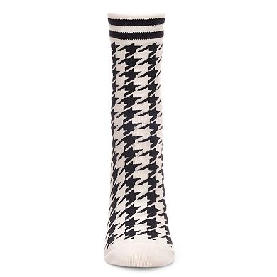 Women's Classic Houndstooth Cotton Blend Crew Sock