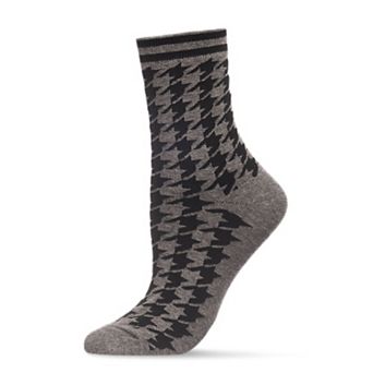 Women's Classic Houndstooth Cotton Blend Crew Sock
