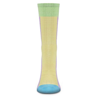 Women's Multicolor Pastel Patch Retro Vibe Crew Sock