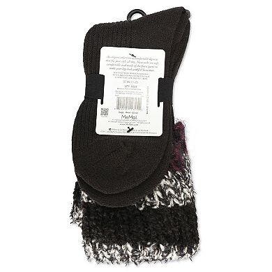 Women's Bellevue Furry Striped Cuff Ribbed Crew Sock