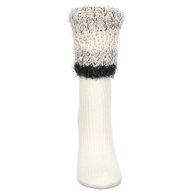 Women's Bellevue Furry Striped Cuff Ribbed Crew Sock
