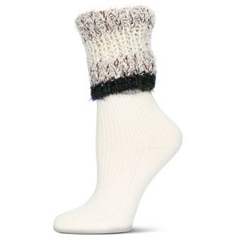 Women's Bellevue Furry Striped Cuff Ribbed Crew Sock