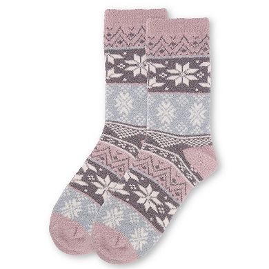 Women's Snowflake Fair Isle Super Soft Cozy Crew Socks