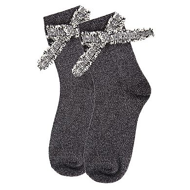 Women's Glitter Dream Bow Cotton Blend Anklet Sock