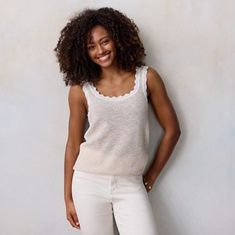 Women's LC Lauren Conrad Scallop Trim Sweater Tank Top