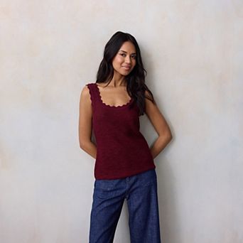 Women's LC Lauren Conrad Scallop Trim Sweater Tank Top