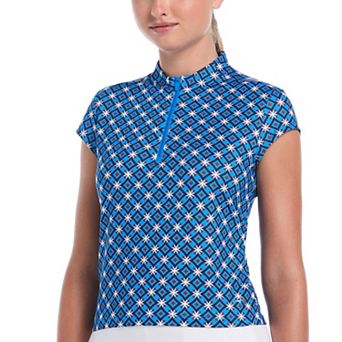 Women's Grand Slam Floral Geo Print Waist Length Golf Polo
