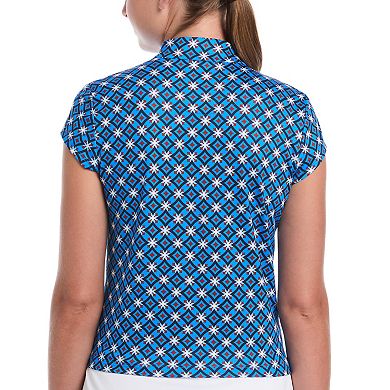 Women's Grand Slam Floral Geo Print Waist Length Golf Polo