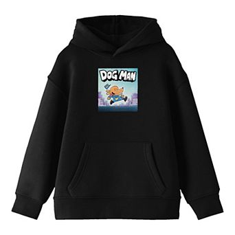 Boys 8-20 Dog Man Running Across City Graphic Hoodie