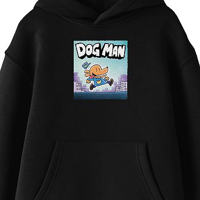 Boys 8-20 Dog Man Running Across City Graphic Hoodie