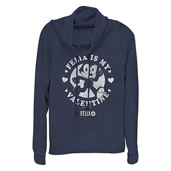 Plus Size Felix The Cat Felix Is My Valentine Cowlneck Graphic Lightweight Long Sleeve
