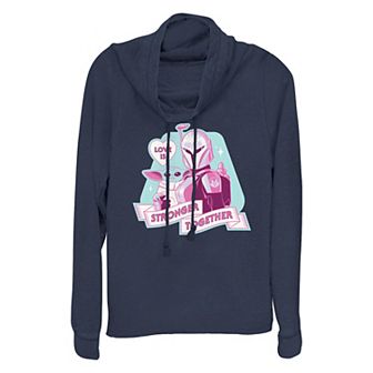 Plus Size Star Wars The Mandalorian And The Child Love Is Stronger Together Cowlneck Graphic Lightweight Long Sleeve