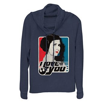 Plus Size Star Wars Princess Leia I Love You Cowlneck Graphic Lightweight Long Sleeve