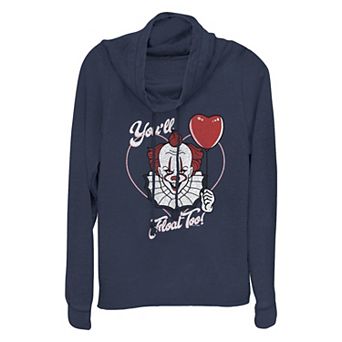 Plus Size IT You'll Float Too Cowlneck Graphic Lightweight Long Sleeve