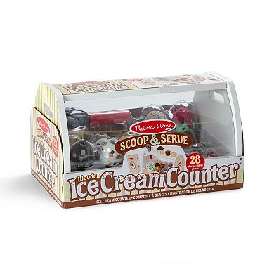 Melissa & Doug Wooden Scoop-and-Serve Ice Cream Counter 28-Piece Play Set