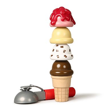 Melissa & Doug Wooden Scoop-and-Serve Ice Cream Counter 28-Piece Play Set