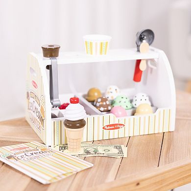 Melissa & Doug Wooden Scoop-and-Serve Ice Cream Counter 28-Piece Play Set