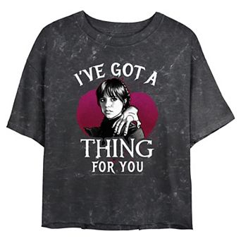 Juniors' Wednesday I've Got A Thing For You Cropped Graphic Tee