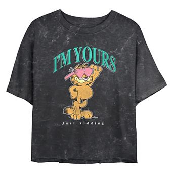 Juniors' Garfield I'm Yours Just Kidding Cropped Graphic Tee
