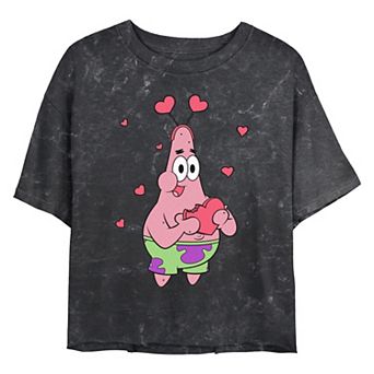 Juniors' Nickelodeon SpongeBob SquarePants Patrick Love Star Cropped Graphic Tee