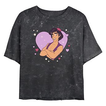 Disney's Aladdin Heart Portrait Juniors' Cropped Graphic Tee