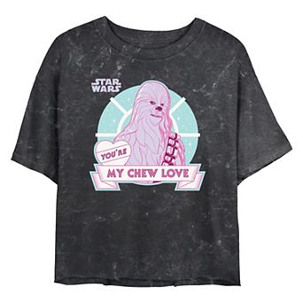 Juniors' Star Wars Chewbacca You're My Chew Love Cropped Graphic Tee