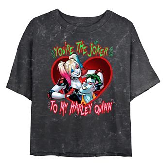 Juniors' DC Comics Joker You're The Joker To My Harley Quinn Cropped Graphic Tee