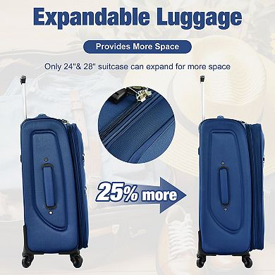 Merax Softside Luggage Expandable 3 Piece Set Suitcase with Duffel Bag，Luggage Travel Set
