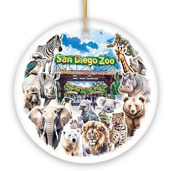 Artistic San Diego Zoo Handcrafted Ornament, California Ceramic Souvenir and Tree Decor, Version 1