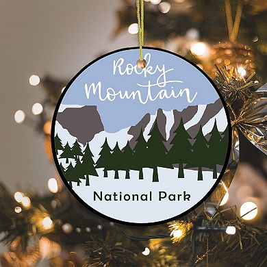 Rocky Mountains National Park Ornament, Circle Version 1