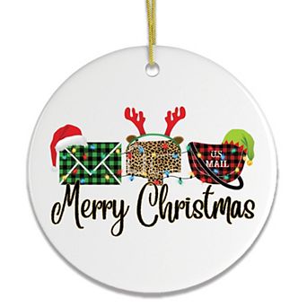 Postal Worker Plaid Merry Christmas Ornament