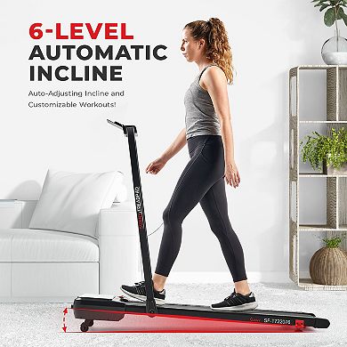 Sunny Health & Fitness Pacer 2 in 1 Auto Incline Under Desk Walking/Running Smart Treadmill