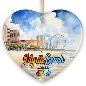 Classic Myrtle Beach Artistic Handcrafted Christmas Ornament, South Carolina Souvenir Decor, Heart
