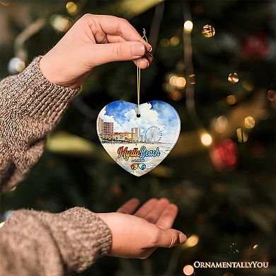 Classic Myrtle Beach Artistic Handcrafted Christmas Ornament, South Carolina Souvenir Decor, Heart