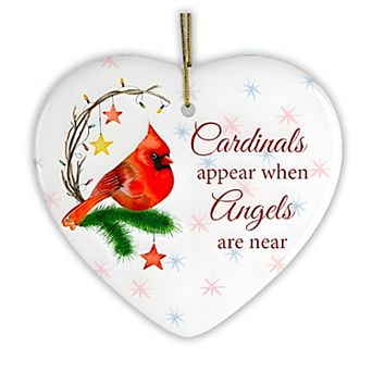 Cardinals Appear When Angels Are Near Holiday Edition Memorial Ornament, Heart Version
