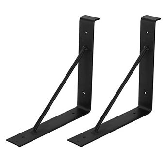 2 Pack Heavy Duty Wall Shelf Brackets L-Shaped Metal Rack Supports with Screws Set