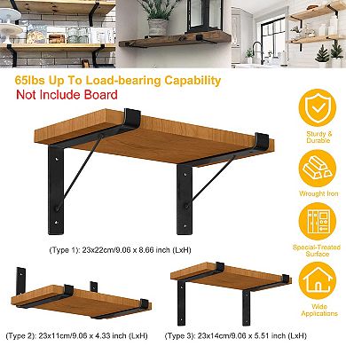 2 Pack Heavy Duty Wall Shelf Brackets L-Shaped Metal Rack Supports with Screws Set