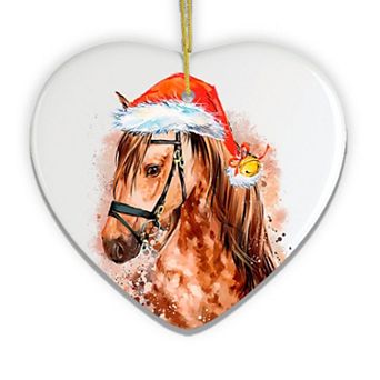 Watercolor Horse Christmas Ornament, Heart Version