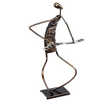 Playing Piano Musician Brush Bronze Color Metal Sculpture