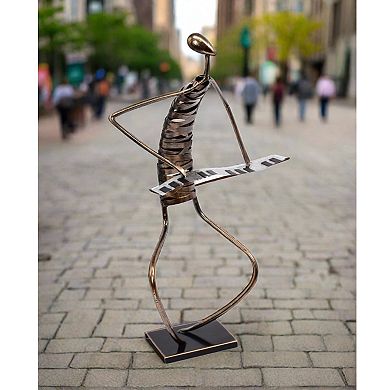 Playing Piano Musician Brush Bronze Color Metal Sculpture