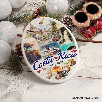 Marvelous Tropical Costa Rica Landmarks Ornament, Artistic Paradise Christmas Souvenir Version 2