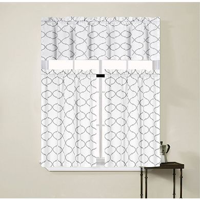 Kate Aurora Living Shabby Trellis 3 Piece Café Kitchen Curtain Tier And Valance Set