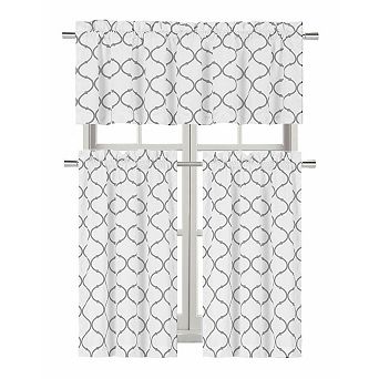 Kate Aurora Living Shabby Trellis 3 pc Café Kitchen Curtain Tier And Valance Set