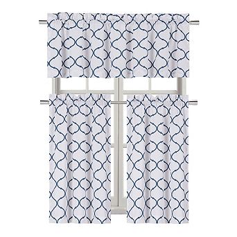 Kate Aurora Living Shabby Trellis 3 pc Café Kitchen Curtain Tier And Valance Set